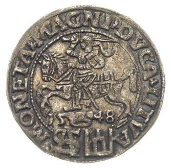 grosz na stopę polską 1548, Wilno, Ivanauskas 5SA8-4, ładnie zachowany egzemplarz z ciemną patyną