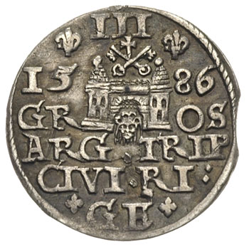 trojak 1586, Ryga, Iger R.86.1.b (R),Gerbaszewsk