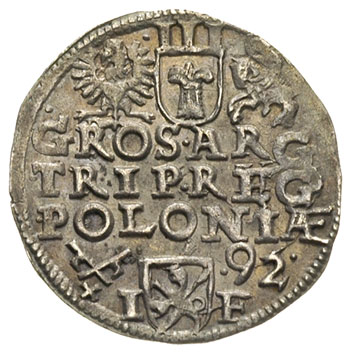 trojak 1592, Poznań, końcówka daty z prawej strony monety, Iger P.92.1.a