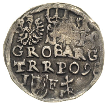 trojak 1598, Lublin, litery MR bez obwódki, Iger L.98.1.a (R),ciemna patyna, rzadki