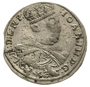 trojak 1684, Kraków, awers Iger K.84.1.b, rewers Iger K.84.1.a (R2), rzadka i ładna moneta z lustrem menniczym