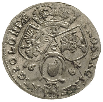 trojak 1684, Kraków, awers Iger K.84.1.b, rewers Iger K.84.1.a (R2), rzadka i ładna moneta z lustrem menniczym
