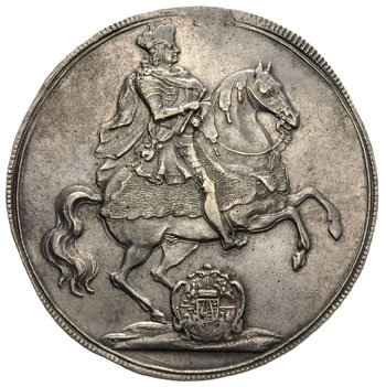 talar wikariacki 1711, Drezno, Aw: Dwa stoły z insygniami, Rw: Król na koniu, 29.15 g, Schnee 1011, Dav. 2654, delikatna patyna