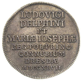 2/3 talara (gulden) 1747, Drezno, H-Cz. 2780, Merseb. 1835, moneta wybita z okazji ślubu księżniczki Marii Józefy, patyna
