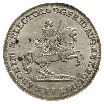 dwugrosz wikariacki 1741, Drezno, Aw: Król na koniu, Rw: Tron, Merseb 1699, drobna wada blachy, ale wyśmienity stan zachowania