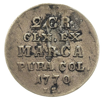 2 grosze srebrne (półzłotek) 1770, Warszaw, Plage 252, wada blachy, patyna