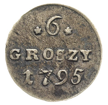 6 groszy 1795, Warszawa, Plage 212, ciemna nierównomierna patyna