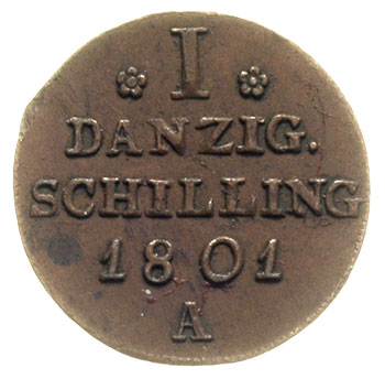 szeląg 1801, Berlin, Plage 44, piękny egzemplarz, patyna