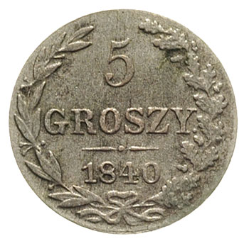 5 groszy 1840, Warszawa, odmiana z kropką po GROSZY, Plage 143, Bitkin 1192, rzadkie -w cenniku Berezowskiego 8 złotych