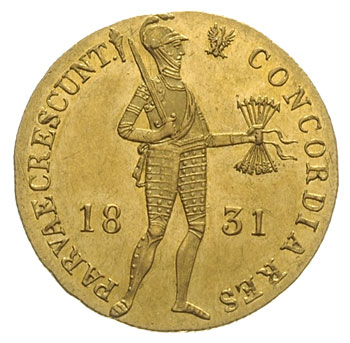 dukat 1831, Warszawa, kropka przed pochodnią, złoto 3.49 g, Plage 269, Fr. 114, bardzo ładnie zachowany