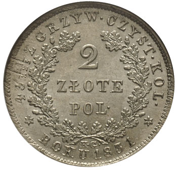 2 złote 1831, Warszawa, Plage 273, moneta w pudełku GCN - MS 62, minimalnie justowane, ale bardzo ładne