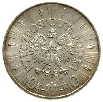 10 złotych 1939, Warszawa, Józef Piłsudski, Parchimowicz 124.f, wyśmienity egzemplarz, delikatna patyna