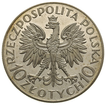 10 złotych 1933, Jan III Sobieski, bez napisu PRÓBA, srebro 21.94 g, Parchimowicz P-153.b, nakład 100 sztuk, moneta wybita stemplem lustrzanym, wyśmienity egzemplarz