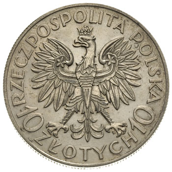 10 złotych 1933, Jan III Sobieski, bez napisu PRÓBA, srebro 22.12 g, Parchimowicz P-153.b, nakład 100 sztuk, moneta wybita stemplem lustrzanym, lekko czyszczona, ale bardzo ładna
