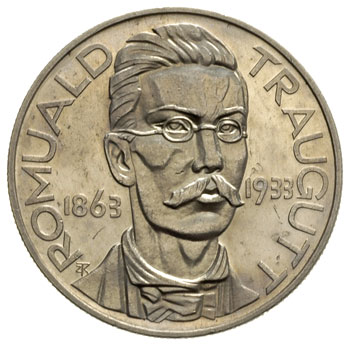 10 złotych 1933, Romuald Traugutt, bez napisu PRÓBA, srebro 21.96 g, Parchimowicz P-155.b, nakład 100 sztuk, moneta wybita stemplem lustrzanym, nieznaczne ślady czyszczenia, ale bardzo ładny egzemplarz