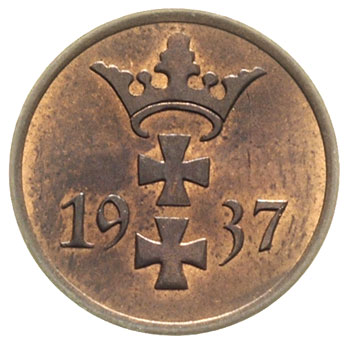 komplet fenigów 1923 (stan I-), 1926 (stan II+), 1929 (stan II+), 1930 (stan I), 1937 (stan I), Parchimowicz 53 a-e, razem 5 sztuk