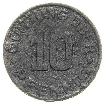 10 fenigów 1942, Łódź, magnez 0.73 g, Parchimowicz 13, J. L.2, ślady korozji, rzadkie
