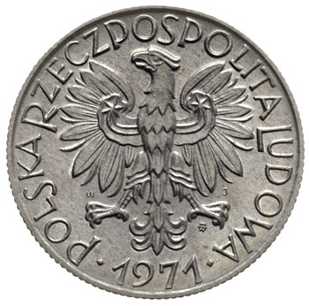 5 złotych 1971, Warszawa, Rybak, Parchimowicz 220.d, rzadkie i bardzo ładne