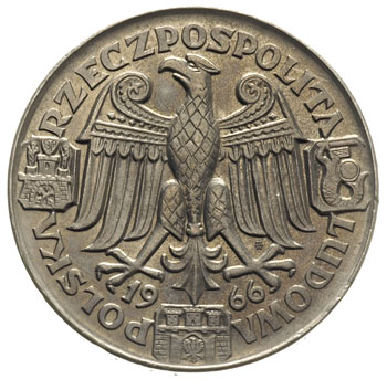100 złotych 1966, Mieszko i Dąbrówka -popiersia, na rewersie napis PRÓBA, nikiel, Parchimowicz P-350.b