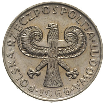 10 złotych 1966, \mała kolumna, na rewersie wypu