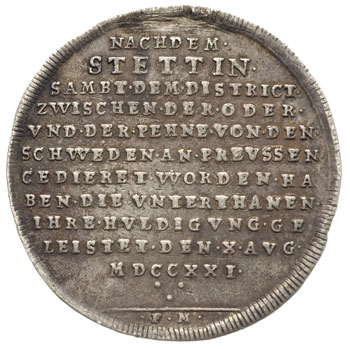 2/3 talara (gulden) 1721, Berlin, napis prosty, Henckel 3994, rzadka moneta wybita z okazji hołdu złożonego przez Szczecin królowi pruskiemu, ślad po uchu, patyna