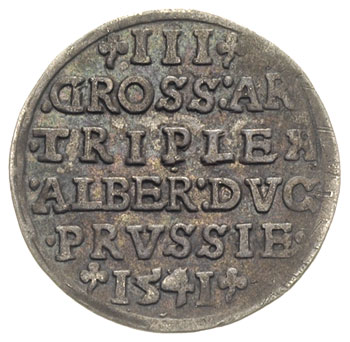 trojak 1541, Królewiec, Iger Pr.41.2.a (R),Bahr. 1178, patyna