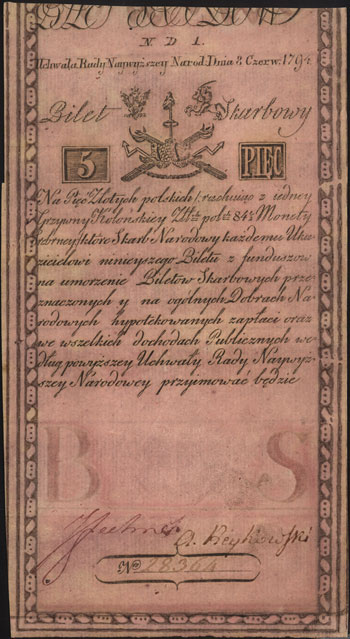 5 złotych polskich 8.06.1794, seria N.D.1, Miłczak A1a2, Lucow 5 (R2)