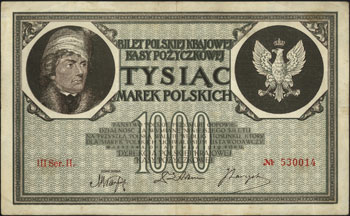zestaw 2 x 1.000 marek polskich 17.05.1919, seria AC z 7 cyframi i III seria H, Miłczak 22f i 22i, Lucow 349 (R4) i 355 (R6), razem 2 sztuki, rzadkie