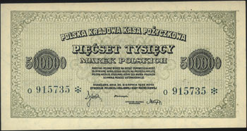 500.000 marek polskich 30.08.1923, seria O, nume