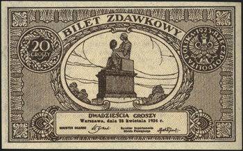 20 groszy 28.04.1924, Miłczak 45, Lucow 702 (R2), piękne