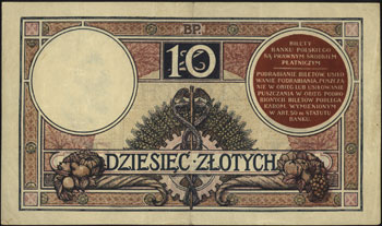 10 złotych 15.07.1924, II Emisja F, Miłczak 58a,