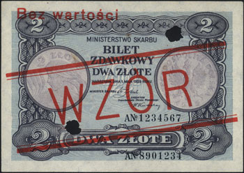 2 złote 1.05.1925, WZÓR, seria A, numeracja 1234