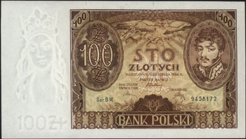 100 złotych 9.11.1934, seria BM, znak wodny z dw