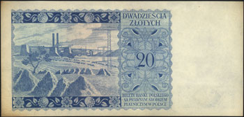 20 złotych 15.08.1939, próba druku w kolorze zie