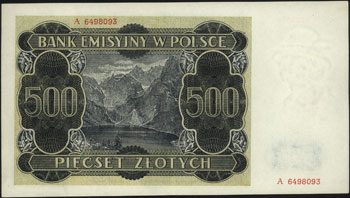 500 złotych 1.03.1940, seria A, Miłczak 98a, Luc