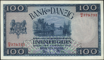 100 guldenów 1.08.1931, seria D/A, Miłczak G50b, Ros. 841, wyśmienicie zachowane, rzadkie w tym stanie zachowania