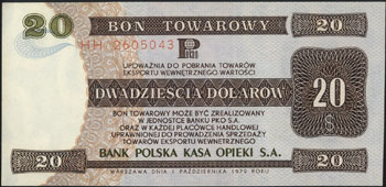 Bon Towarowy PKO SA, 20 dolarów 1.10.2010, seria