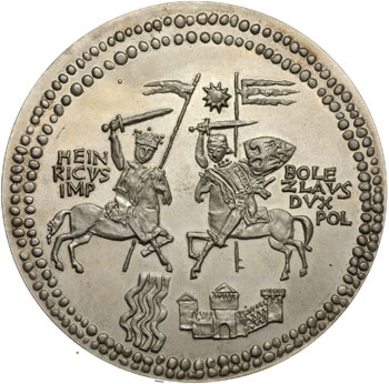medal z serii królewskiej W. Korskiego -Bolesław Krzywousty, srebro 154,24 g. 70 mm, nakład 64 sztuki, punca na rancie, bardzo rzadki