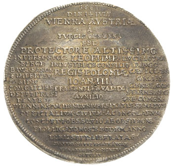 Leopold I 1640-1705, talar medalowy 1683, wybity z okazji pokonania Turków pod Wiedniem, 26.91 g, Voglhuber 239, H-Cz. 2468, rzadki i efektowny, patyna