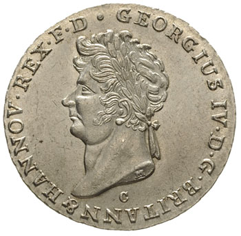 Jerzy IV 1820-1830, 2/3 talara (gulden) 1829 C-M, Clausthal, AKS 39, Kahnt 208, J. 24.a, pięknie zachowane