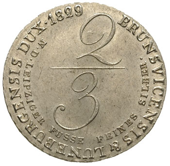 Jerzy IV 1820-1830, 2/3 talara (gulden) 1829 C-M, Clausthal, AKS 39, Kahnt 208, J. 24.a, pięknie zachowane