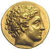 Macedonia, Filip II 359-336 pne, stater ok. 323-315, Pella, Aw: Głowa Apolla w wieńcu laurowym w p..