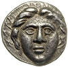 Mezja, Apollonia ad Rhyndacum, obol ok. 450-330 pne, Aw: Głowa Apollina na wprost, Rw: W okręgu in..