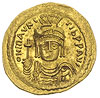 Maurycy Tyberiusz 582-602, solidus, Konstantynopol, Aw: Popiersie z krzyżem na globie w hełmie na ..