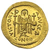 Maurycy Tyberiusz 582-602, solidus /wagi 23 silikw/, Konstantynopol, Aw: Popiersie w hełmie z krzy..