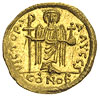 Maurycy Tyberiusz 582-602, solidus 582-602, Antiochia, Aw: Popiersie w hełmie z krzyżem na globie ..