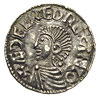 Aethelred II 978-1016, denar typu long cross, Lincoln, mincerz Edelnod, Aw: Popiersie w lewo, Rw: ..