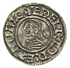 Aethelred II 978-1016, denar typu small cross, Londyn, mincerz Leofwine, Aw: Popiersie w diademie ..