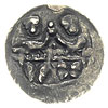 Bolesław Kędzierzawy 1146-1173, denar z lat 1146-1157, Aw: Dwaj książęta za stołem, Rw: Rycerz z p..