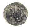 Wolin- miasto, denar pocz. XV w, Aw: Pół gwiazda - pół lilia, Rw: Gryf ?, 0.18 g, Dbg 328, patyna